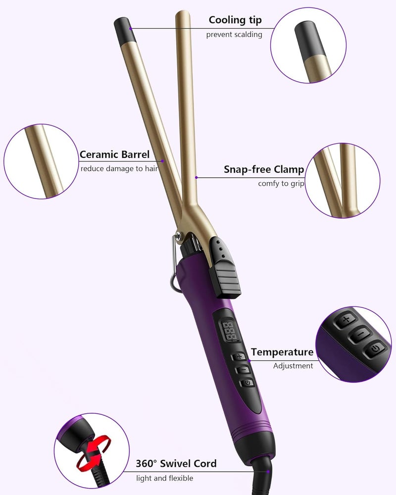 MELYDO 1/2 Inch Small Curling Iron Wand for Short & Long Hair, Half Inch Curling Wand Ceramic Small Barrel Curling Iron Tiny Curling Wand with Adjustable Temperature, Include Heat Resistant Glove - Image 4